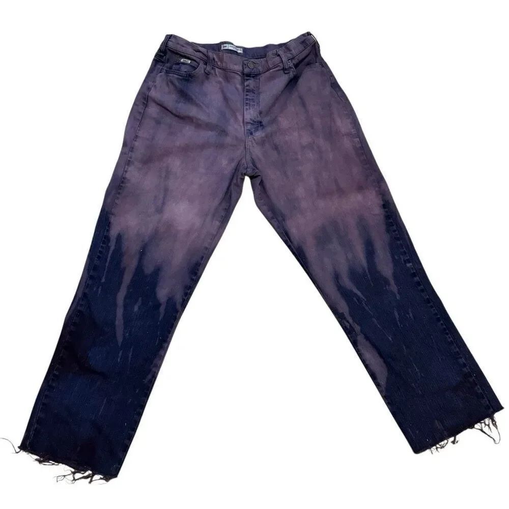 Vintage Y2K Lee Purple Drip Hand-Dyed Relaxed Straight Leg Jeans 14